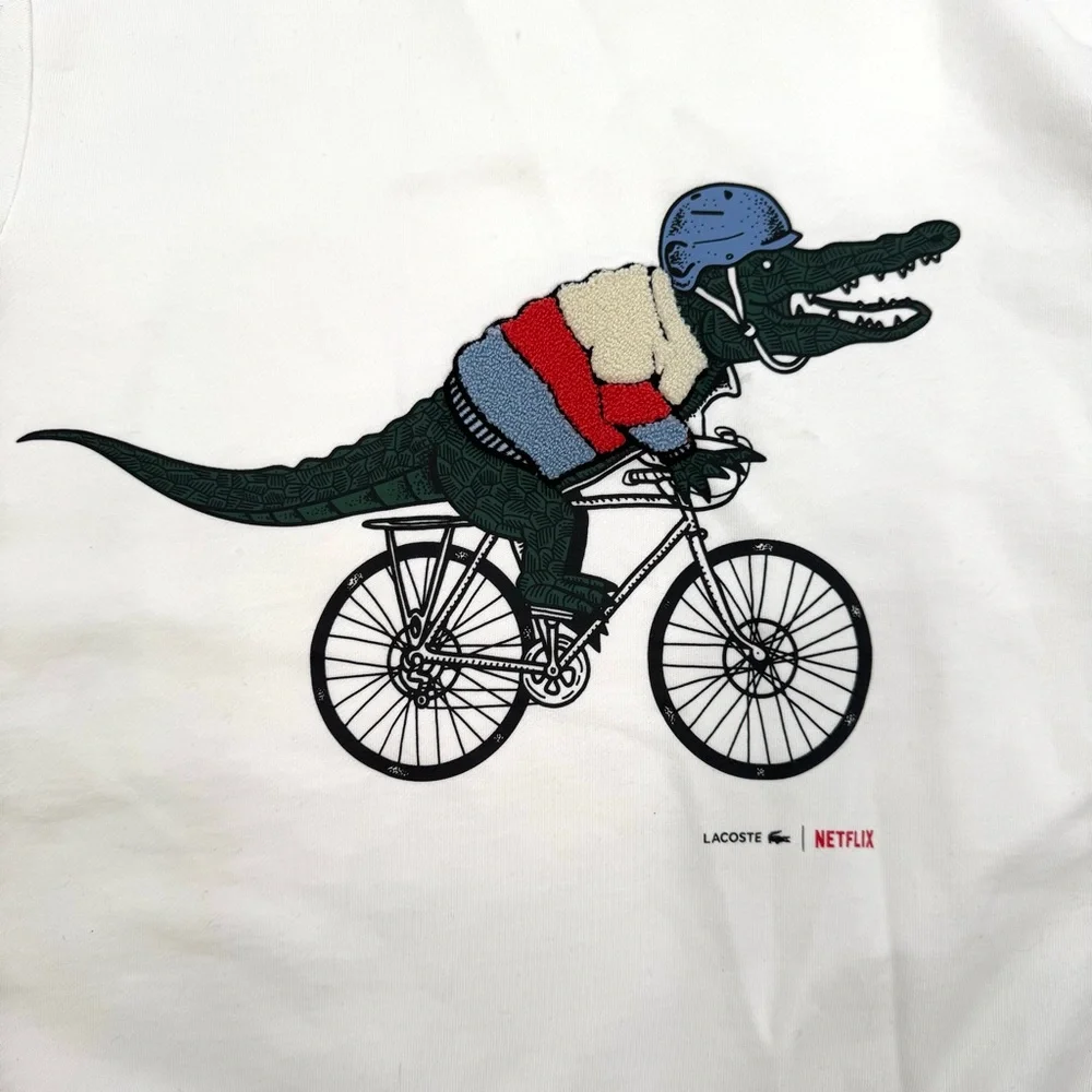 Lacoste Men's x Netflix Organic Cotton Fleece Print Sweatshirt FR Size 4 - Picture 12 of 12